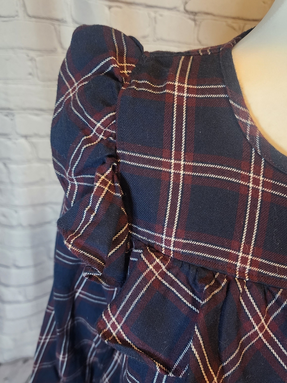 Madewell Navy and Burgundy Plaid Blouse - Picture 3 of 5